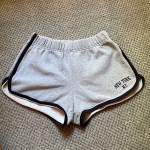 Grey and Navy New York Embroidered Brandy Melville Sweat Shorts